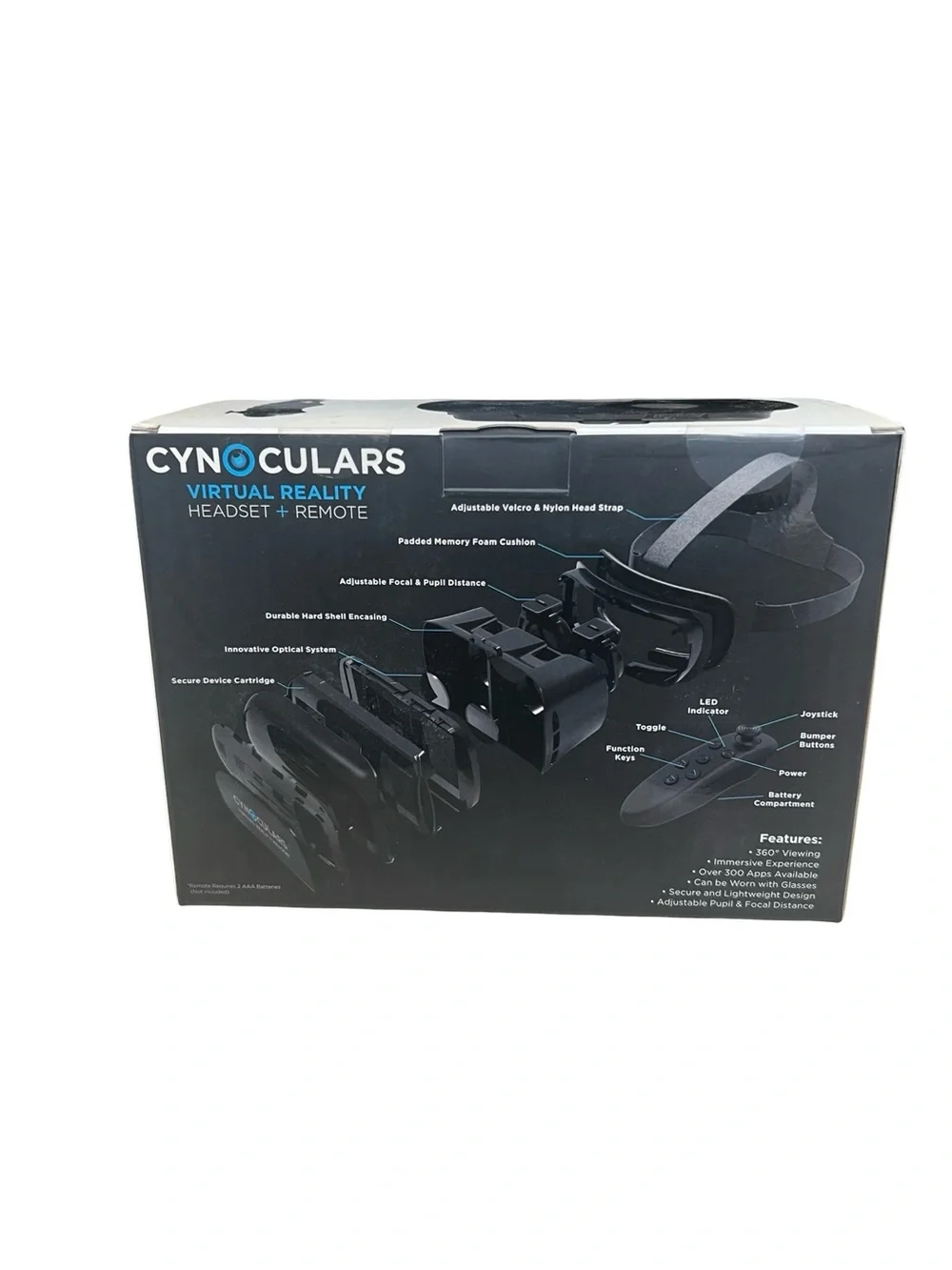 Cynoculars Virtual Reality Headset + Remote - Black
